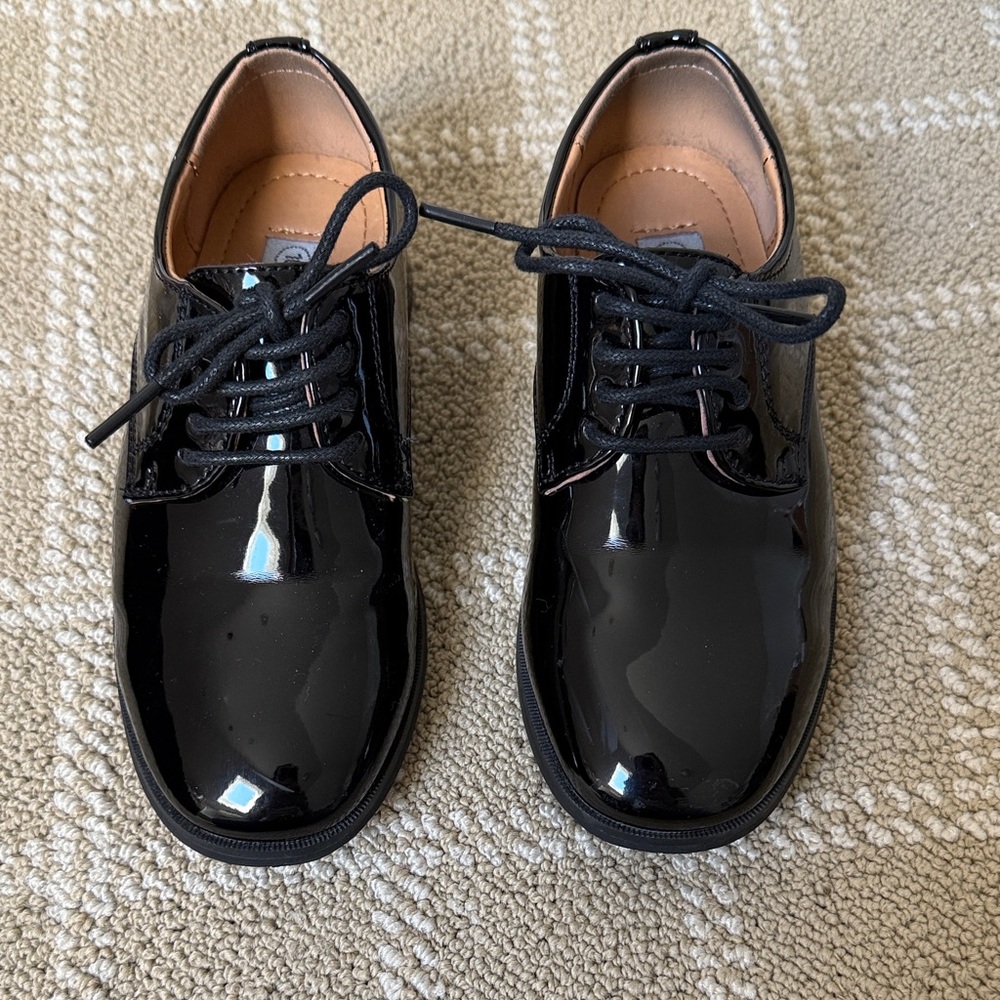 Boys Shiny Black Dress Shoes
